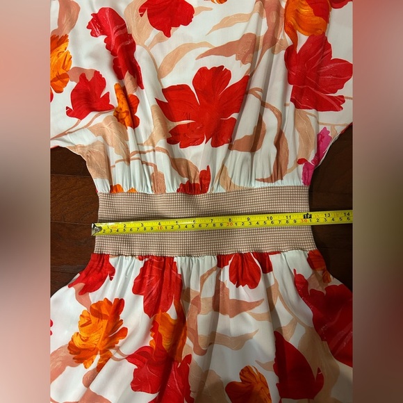 Anthropologie Maeve Orange Red Gemma Floral
Print Midi Dress size MP 100% rayon - Picture 11 of 12